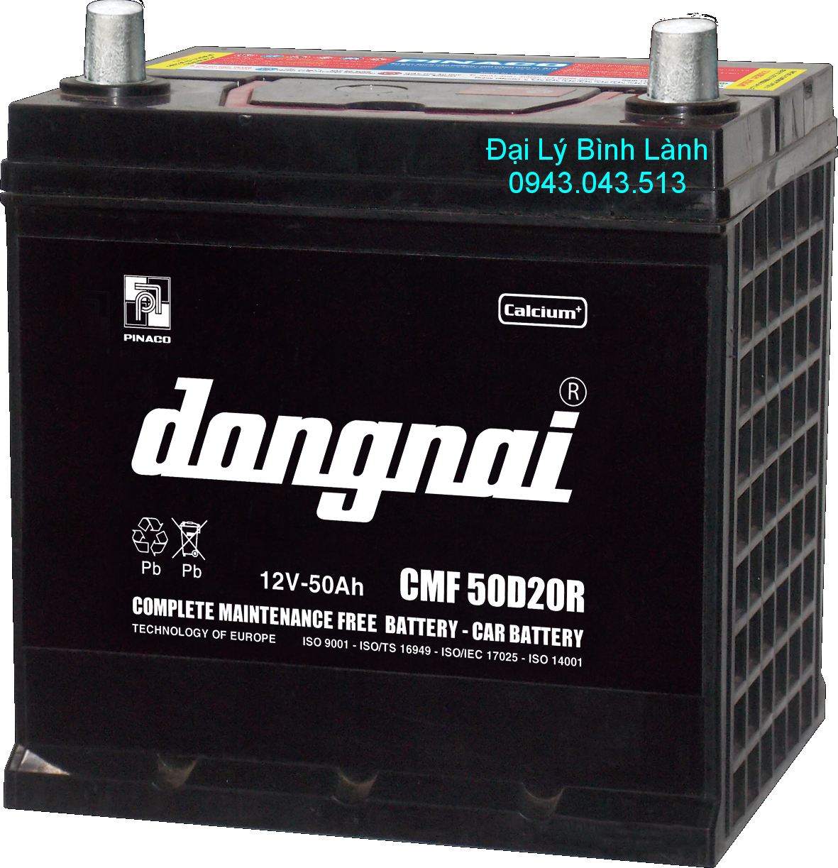 Ắc quy Khô (Kín Khí) cọc xuôi - phải CMF 50D20R Đồng Nai (12v50Ah)
